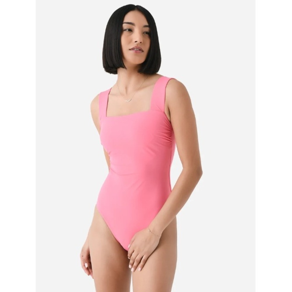 BONDI BORN Gwen Square Neck One Piece Swimsuit Petal Pink Sz S